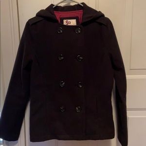 SO Black Pea Coat Great Condition